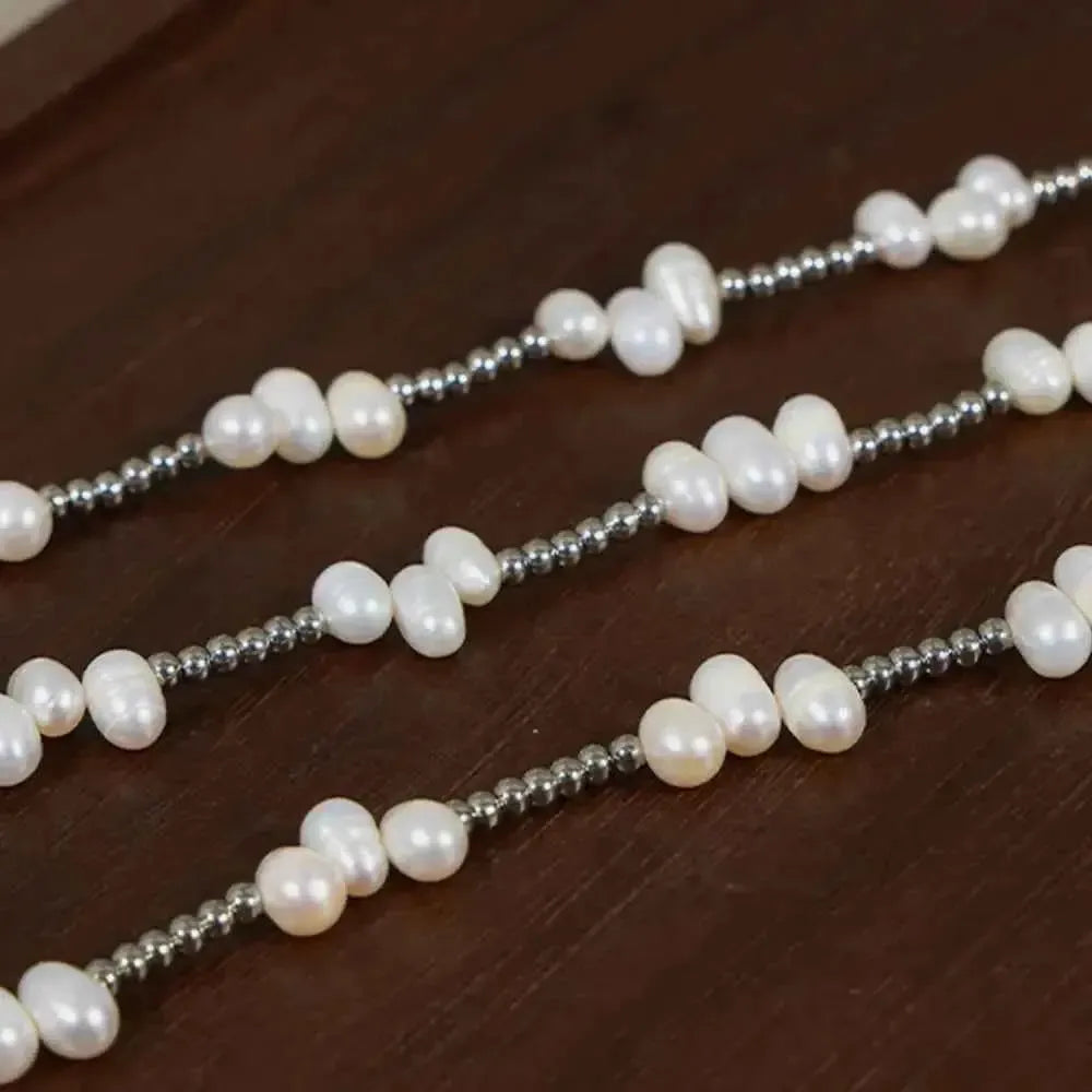 Gold-Plated Pearl Bead Chain Necklace