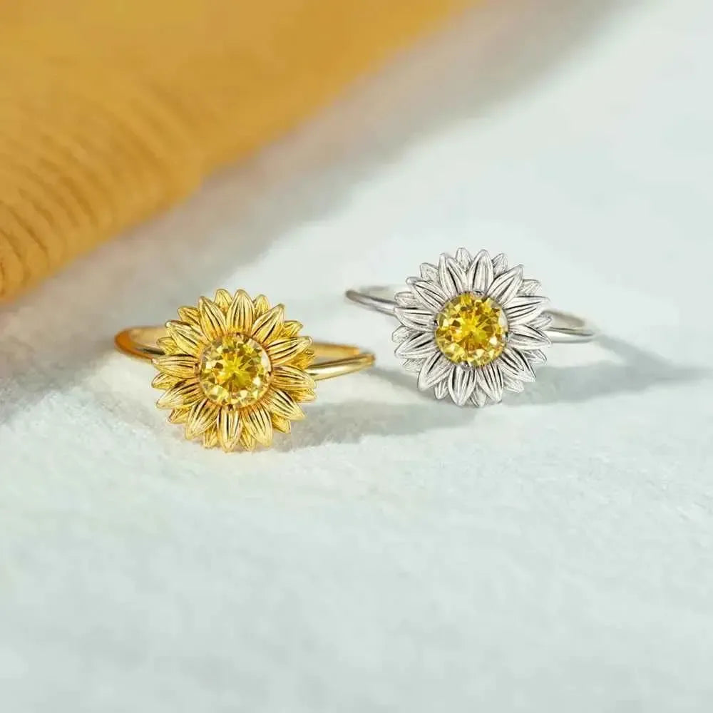 925 Silver Ring – Sunflower Inspired Sparkle