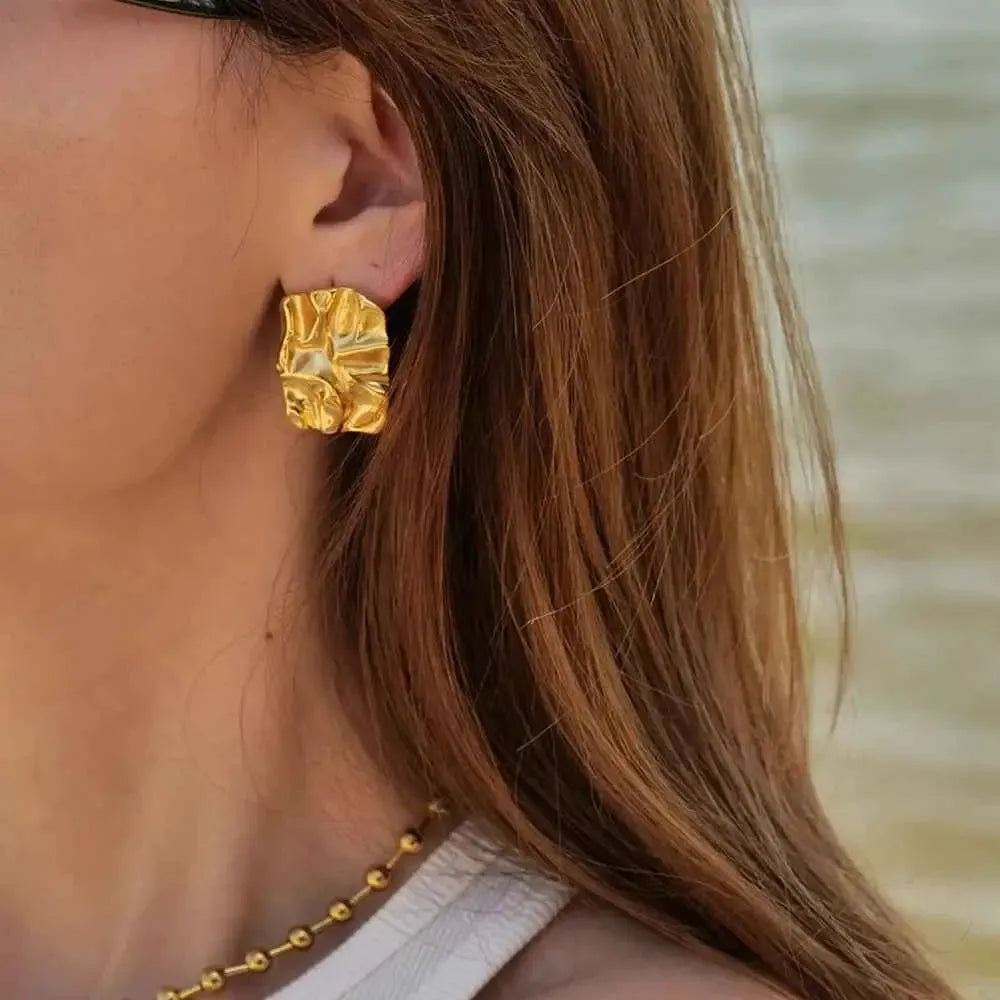 Geometric Gold-Plated Statement Earrings