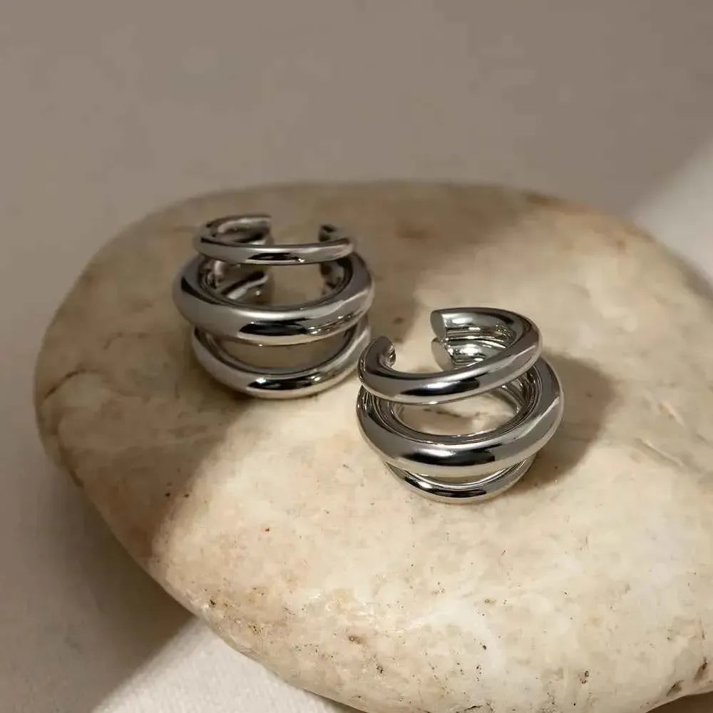 Modern Triple Band Cuff Earrings