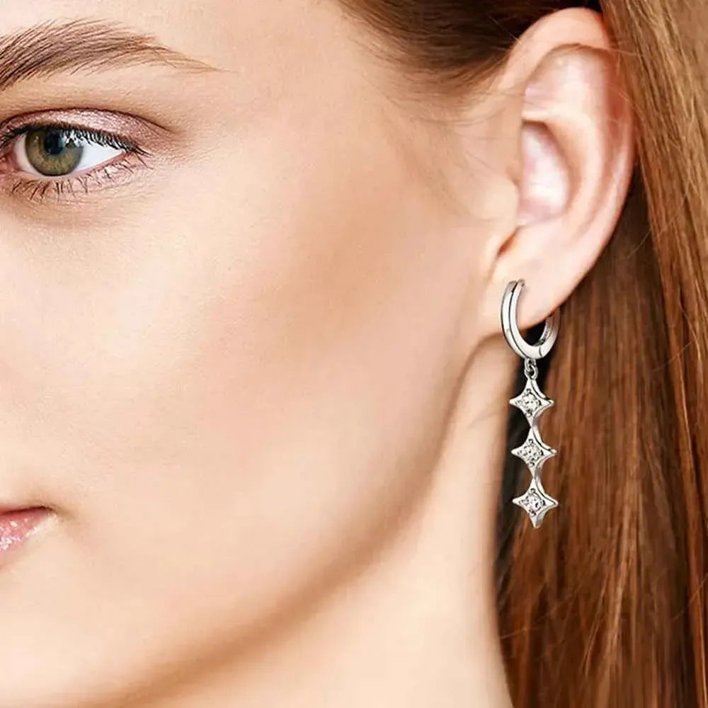 Shimmering Silver Geometry Earrings