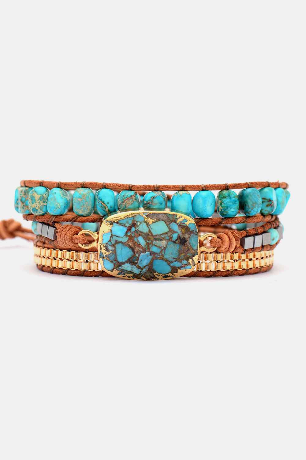 Handmade Copper Gemstone Wristband