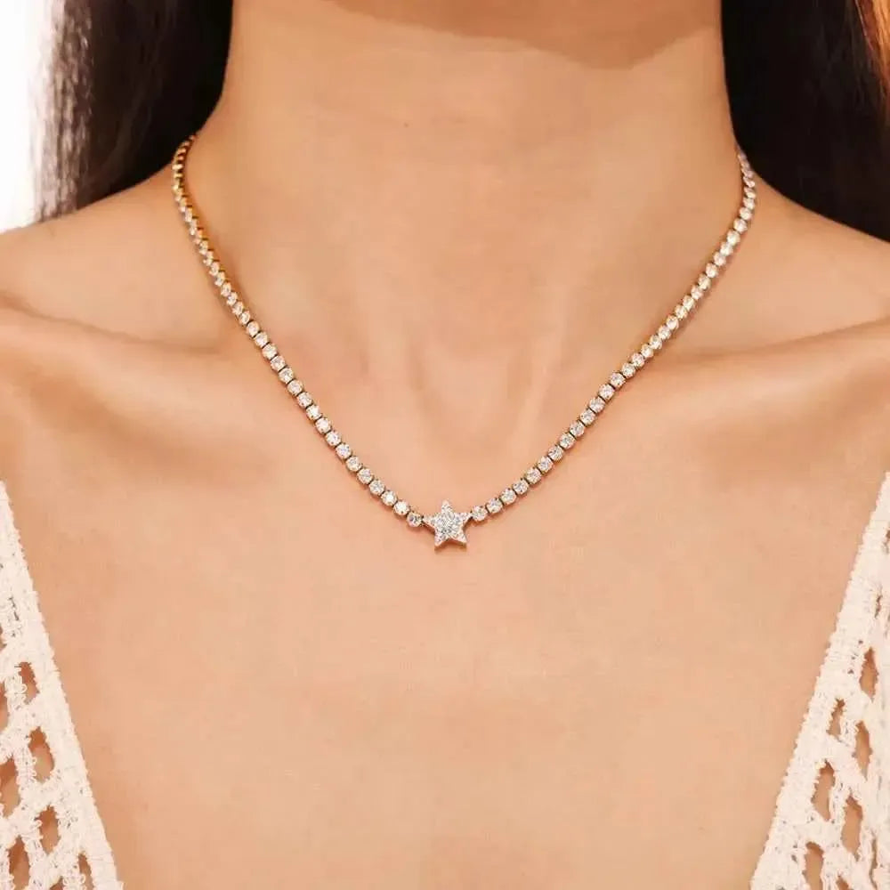 Titanium Star Necklace with Zircon