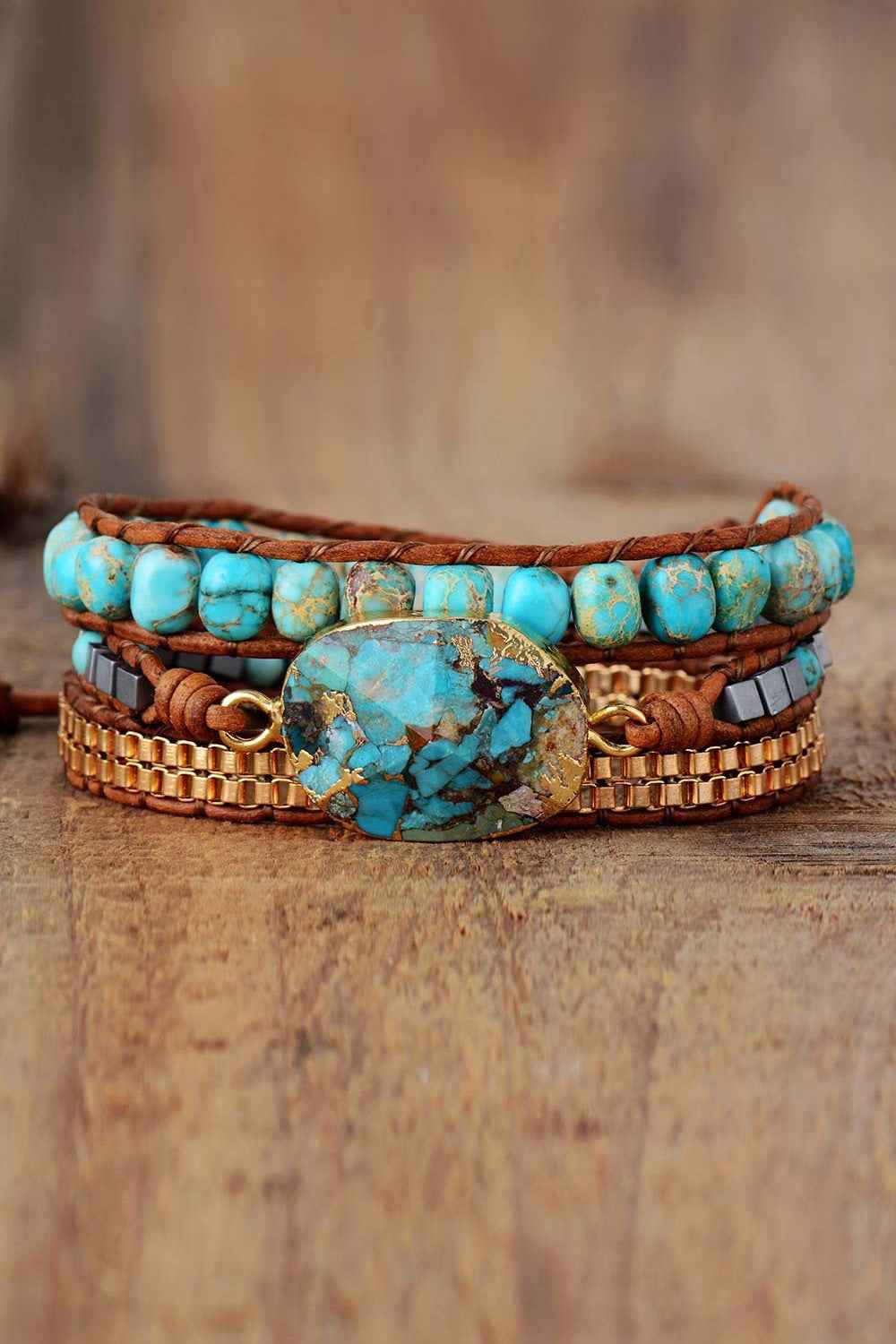Handmade Copper Gemstone Wristband