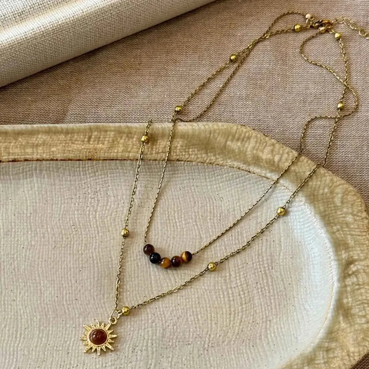 Tiger’s Eye Stone Copper Layered Jewelry