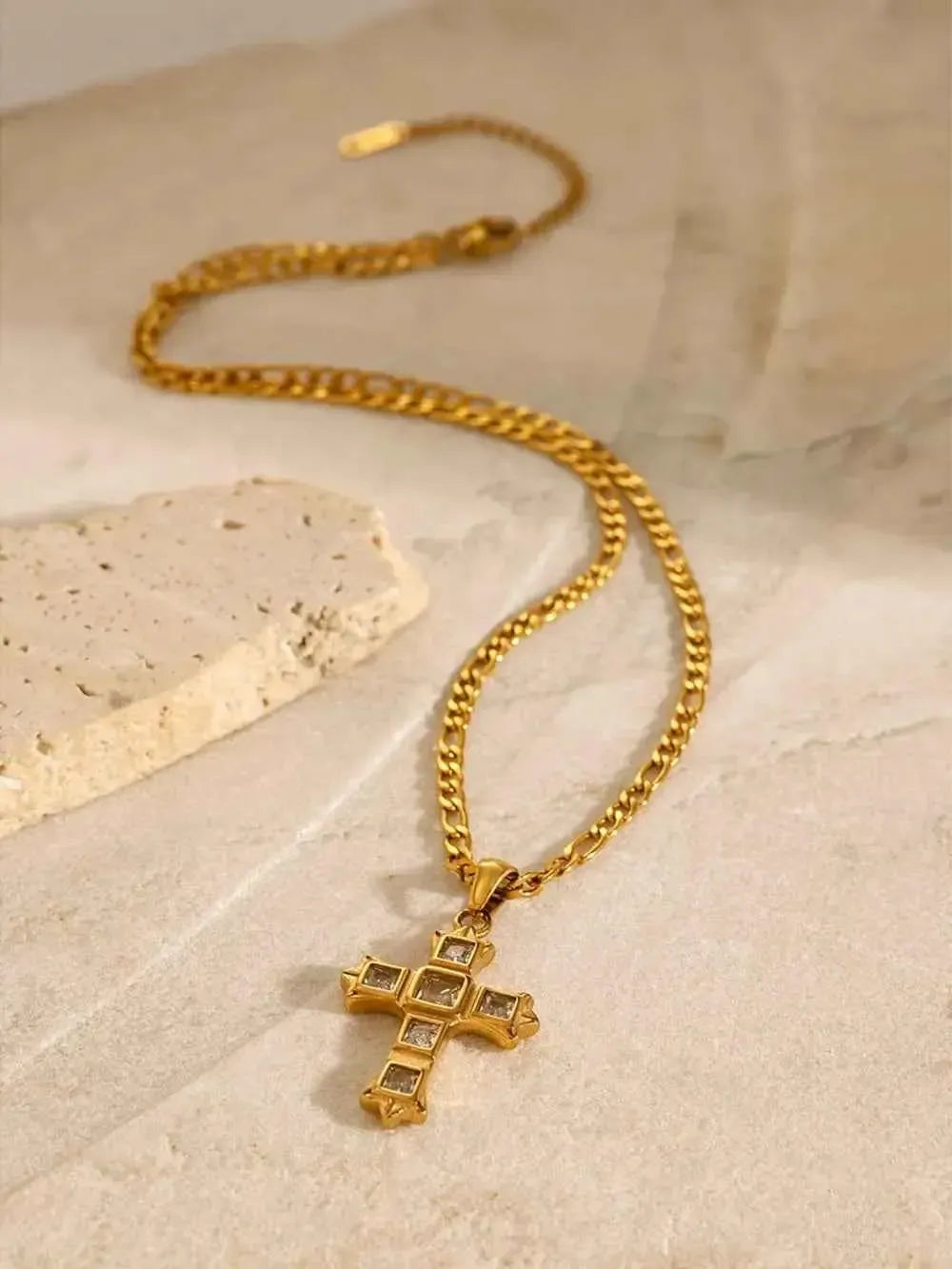 Sparkling Cross CZ Necklace Stainless