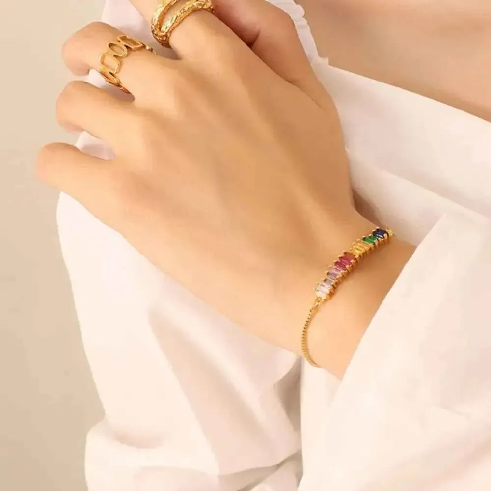 Modern Zircon Accent Titanium Bracelet