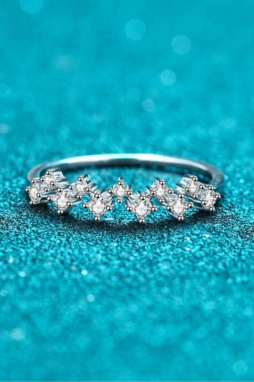 Moissanite Half-Eternity Rhodium Ring