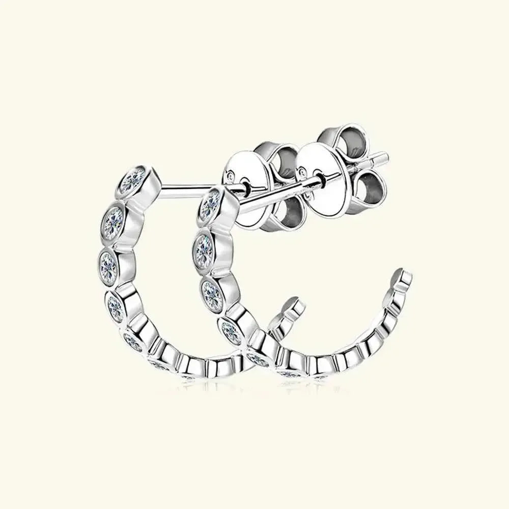 Luxe Sterling Silver C-Hoop Studs