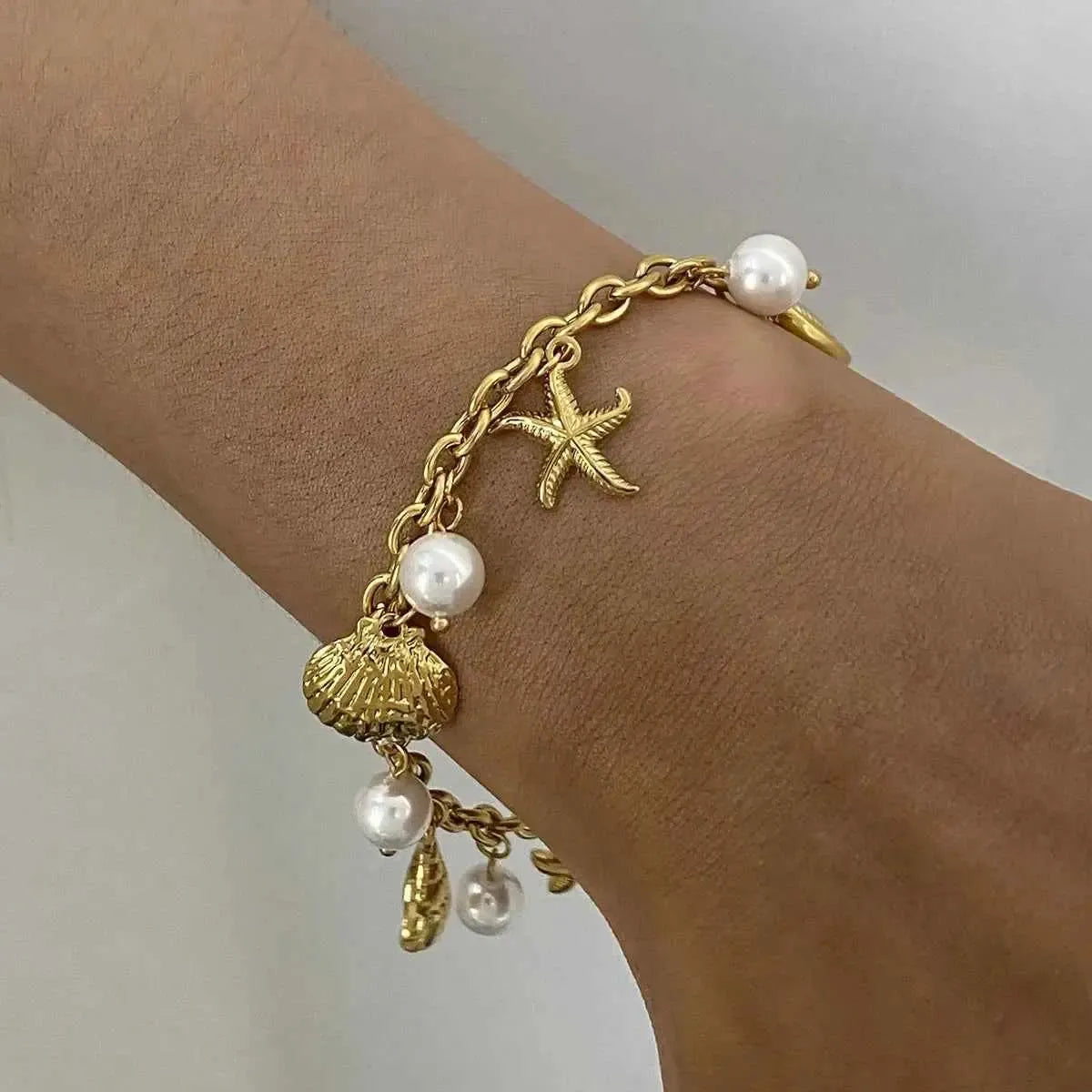 Ocean Theme Shell & Starfish Bracelet