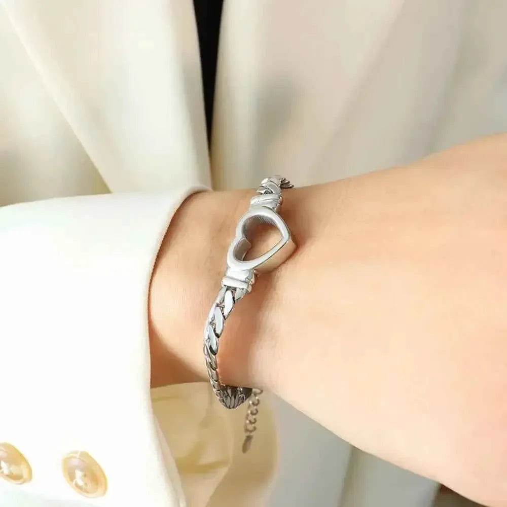 Titanium Heart Cutout Bracelet