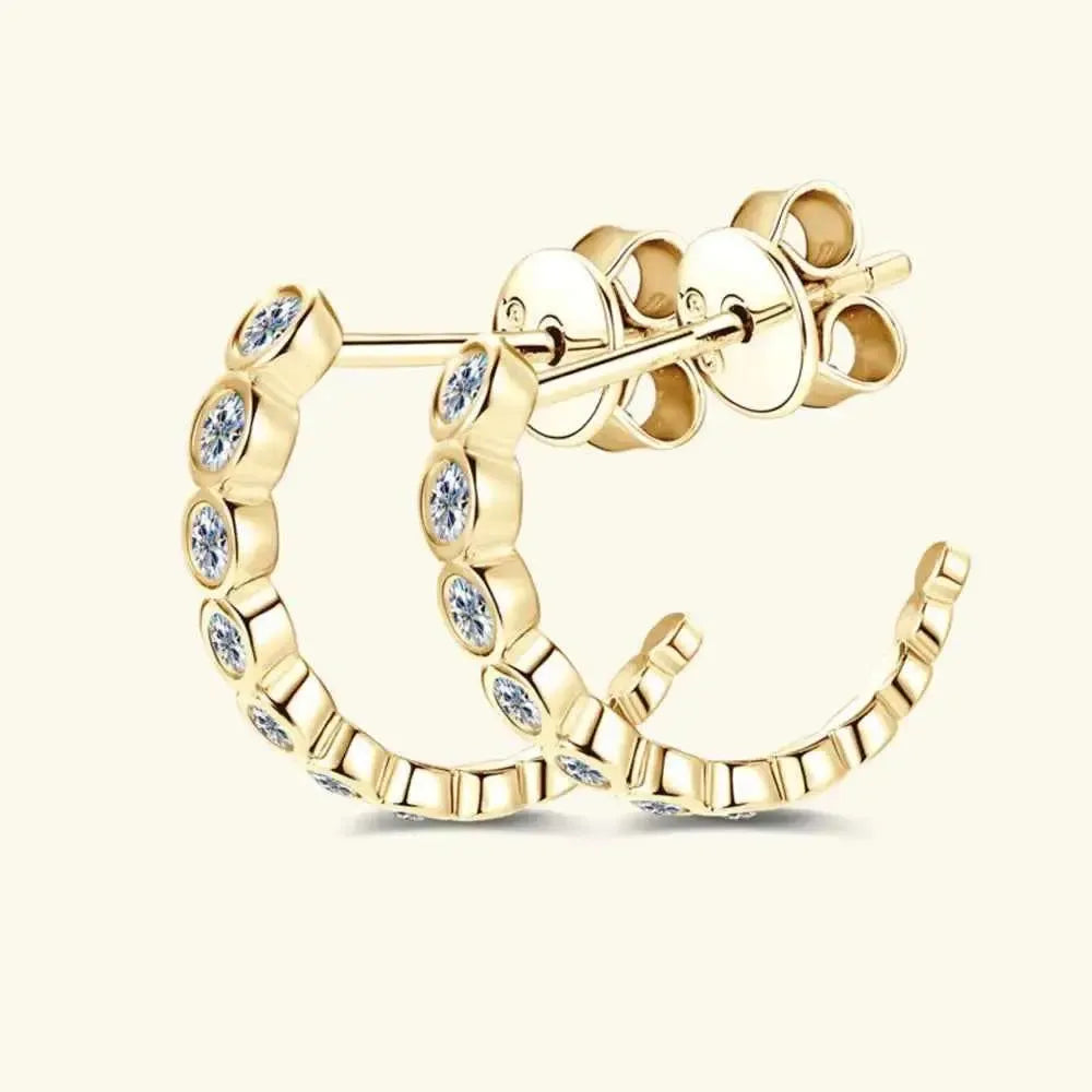 Luxe Sterling Silver C-Hoop Studs