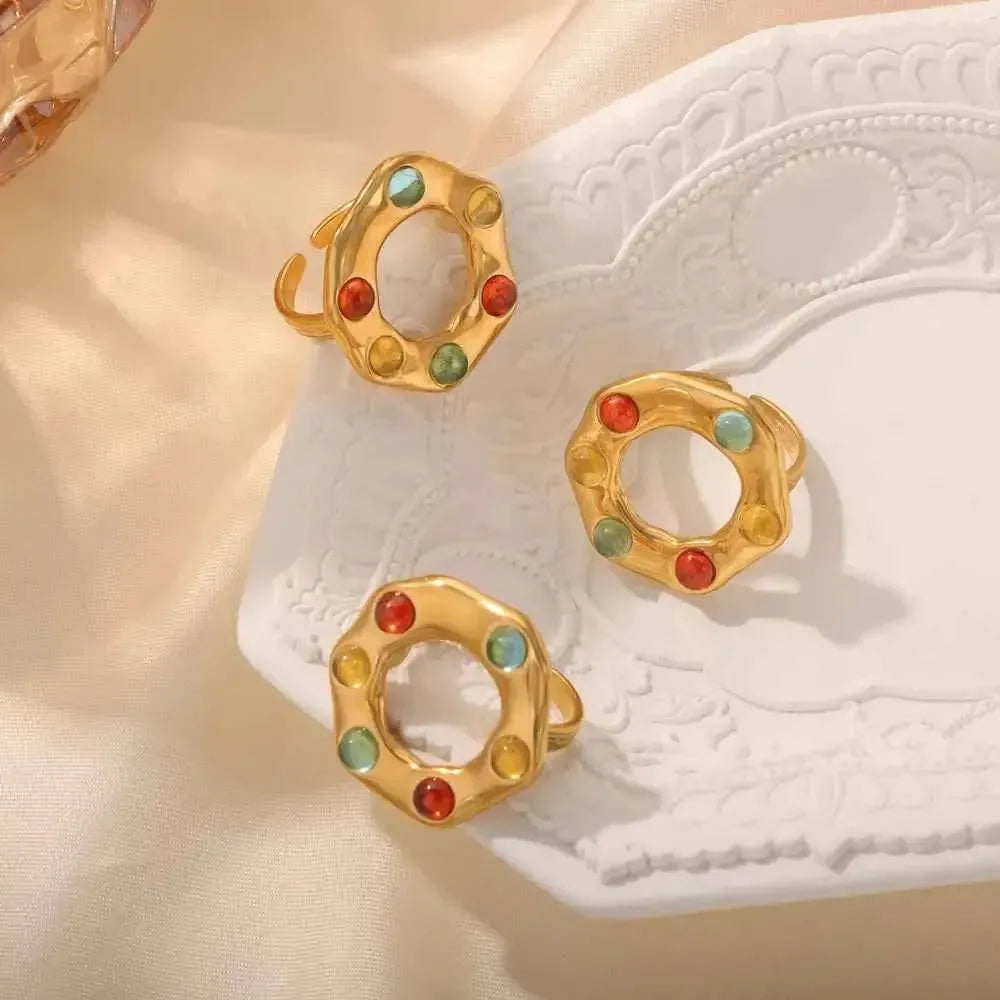 Titanium Steel Ring – Colorful Bead Style