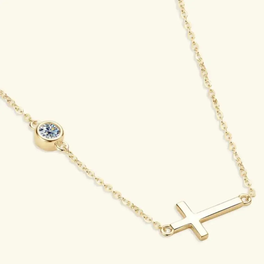 Elegant 925 Silver Moissanite Cross Pendant