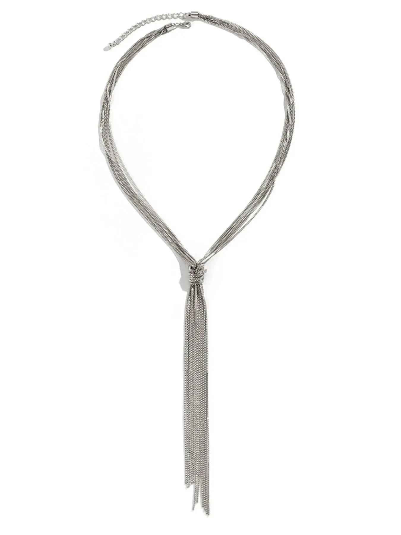 Twisted Knot Chain Tassel Necklace