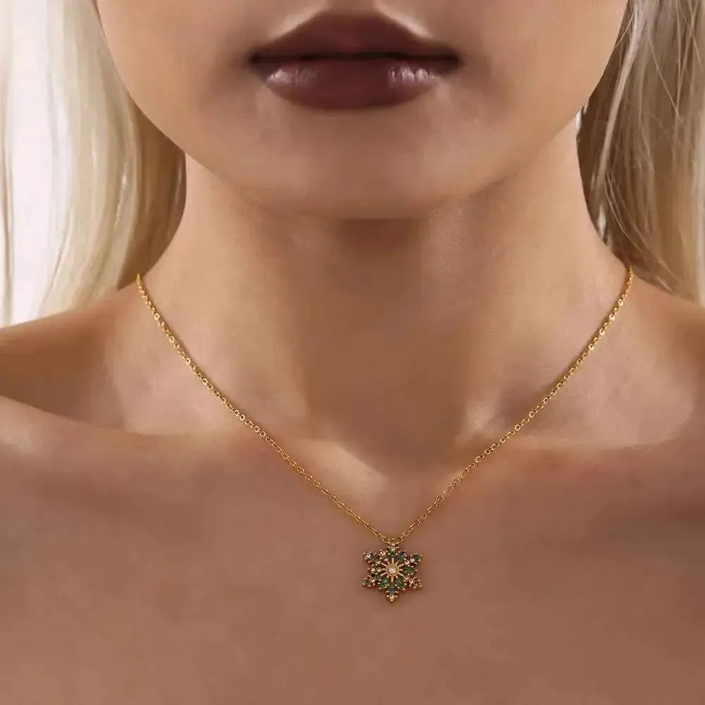 Zircon Snowflake Gold-Plated Necklace