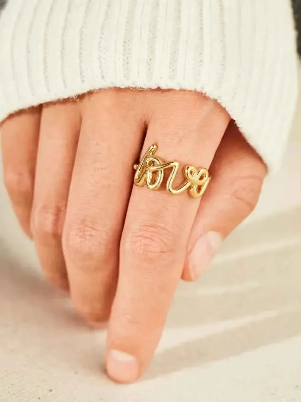 LOVE Gold Ring – Elegant Sterling Silver