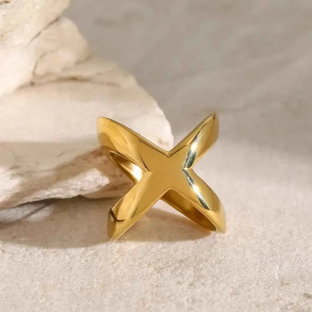 Crisscross Gold Ring – 18K Plated Style