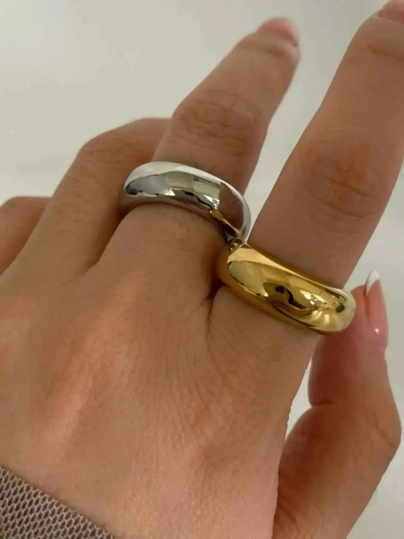 Double the Glow – 2 piece Bold 18K Gold Dome Ring Duo