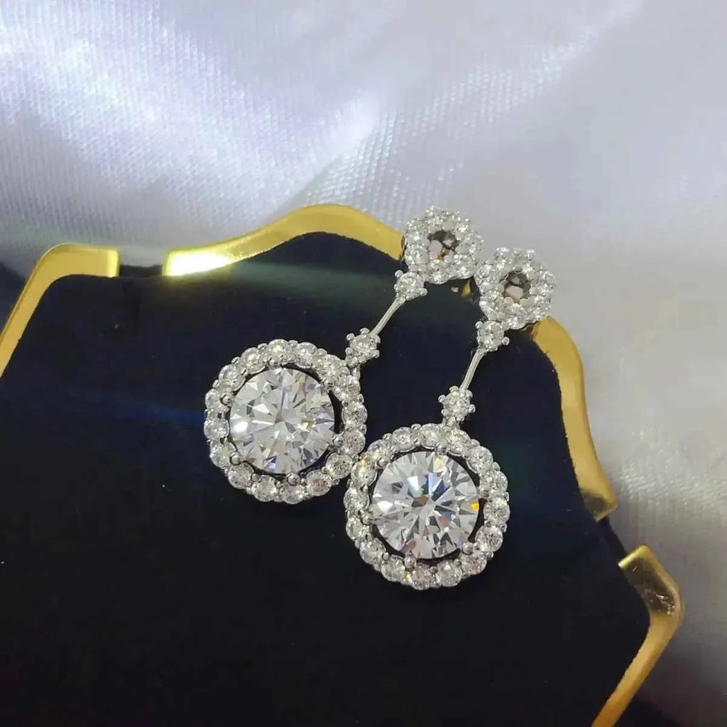 4 Carat Crystal Halo Earrings