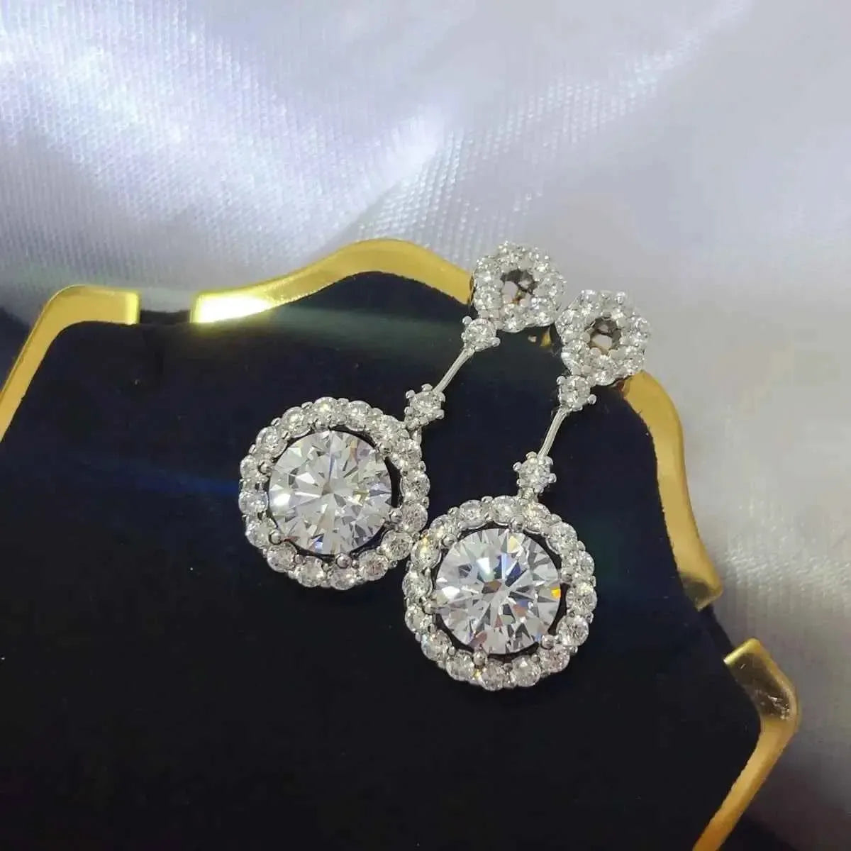 4 Carat Crystal Halo Earrings