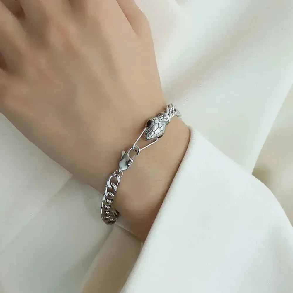 Bold Snake Chain Titanium Cuff