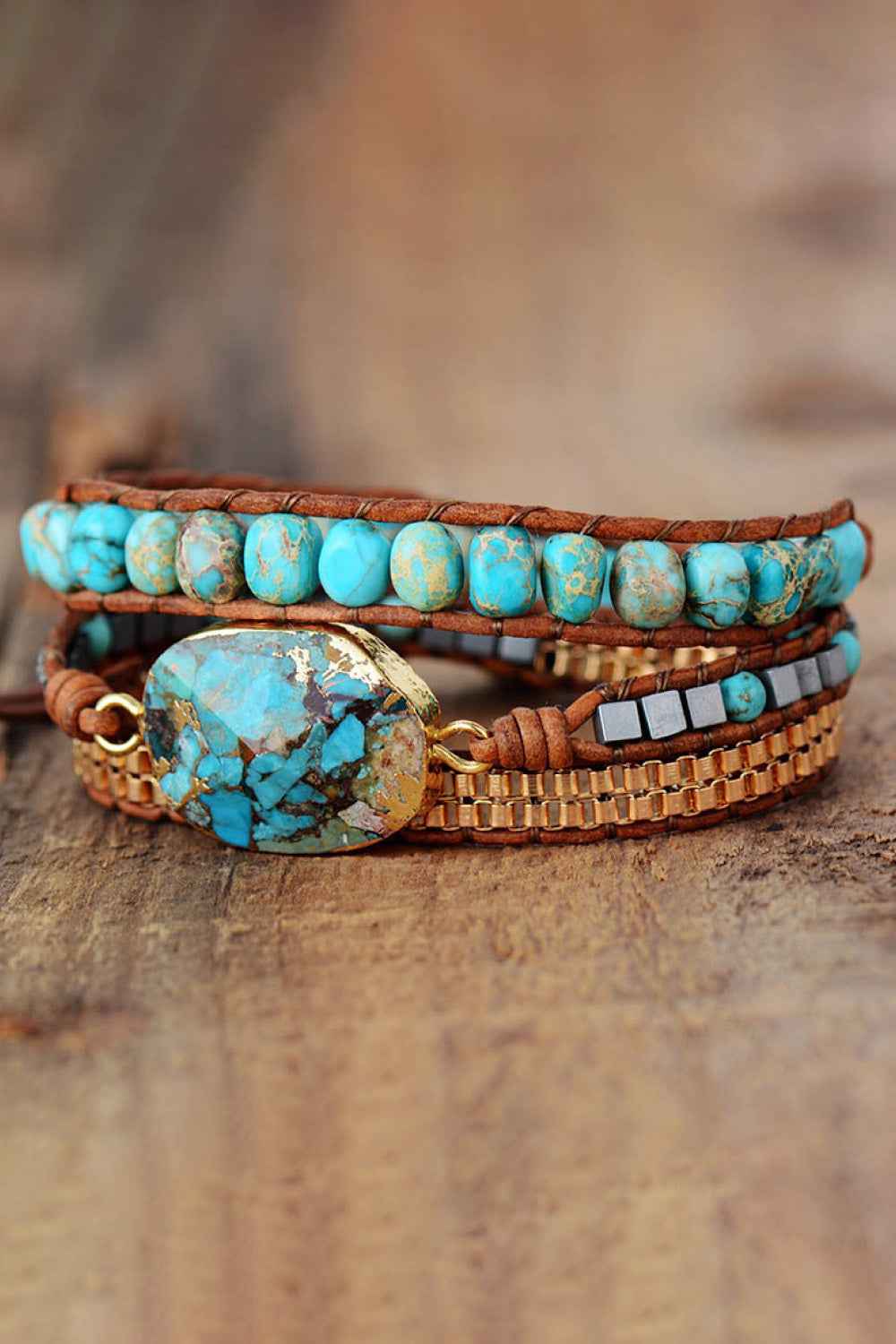 Handmade Copper Gemstone Wristband