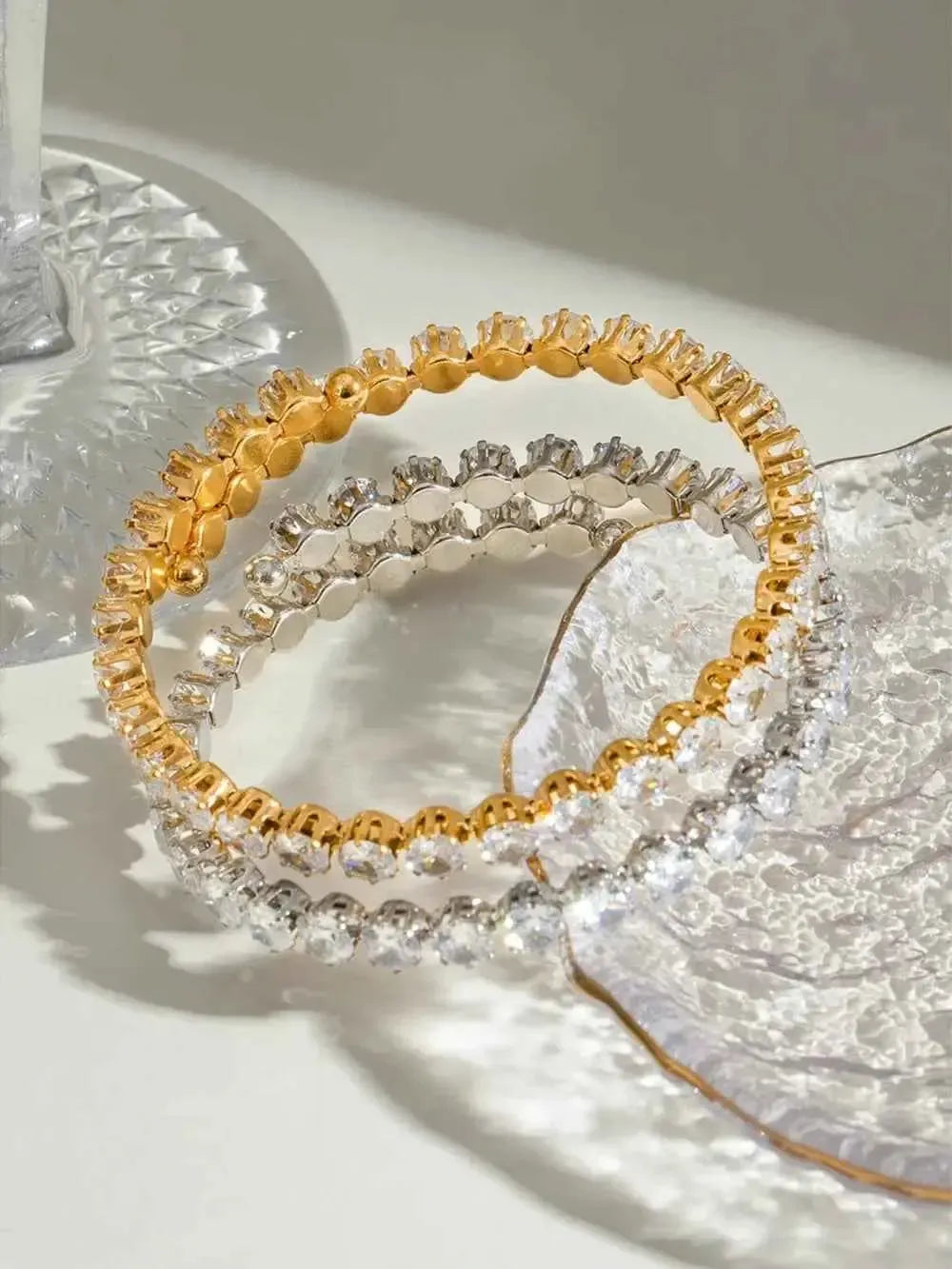 Dainty Zircon Accent Gold Bracelet