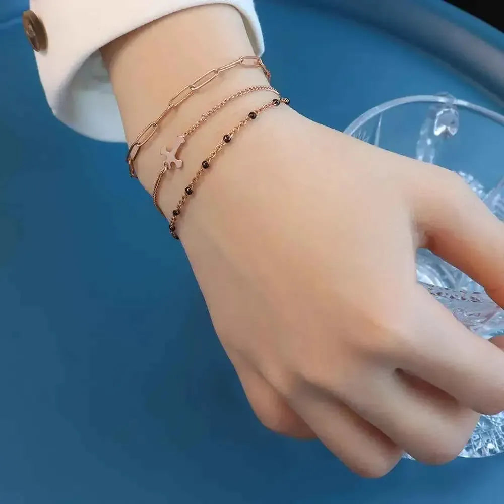 Modern Three-Strand Metal Bracelet
