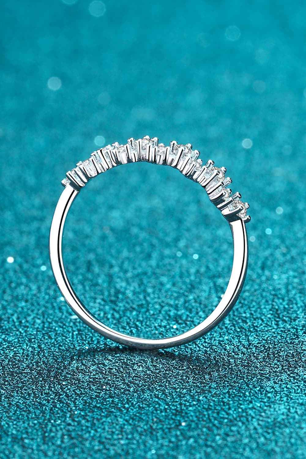Moissanite Half-Eternity Rhodium Ring