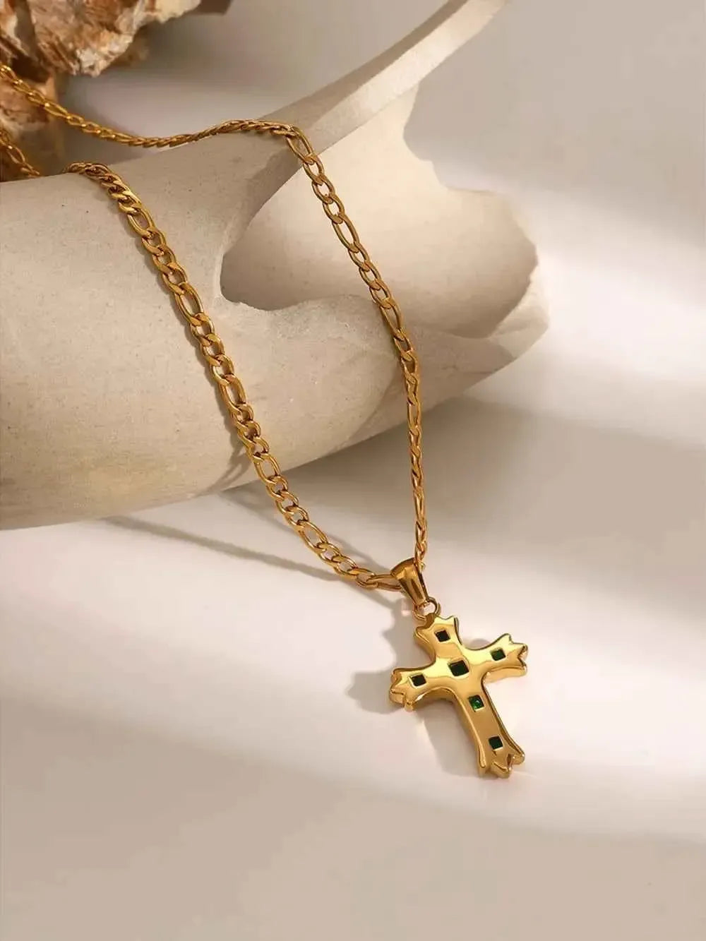 Sparkling Cross CZ Necklace Stainless