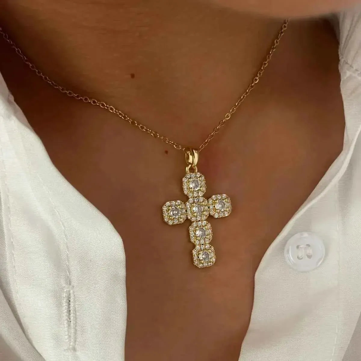 Elegant Gold Cross Pendant Necklace