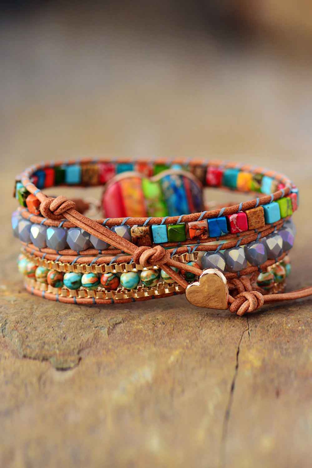 Hypoallergenic Jasper-Crystal Layered Jewelry