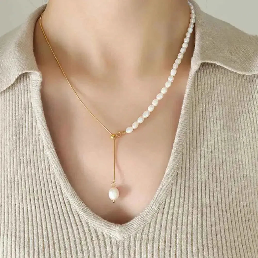 Elegant Freshwater Pearl Chain Necklace