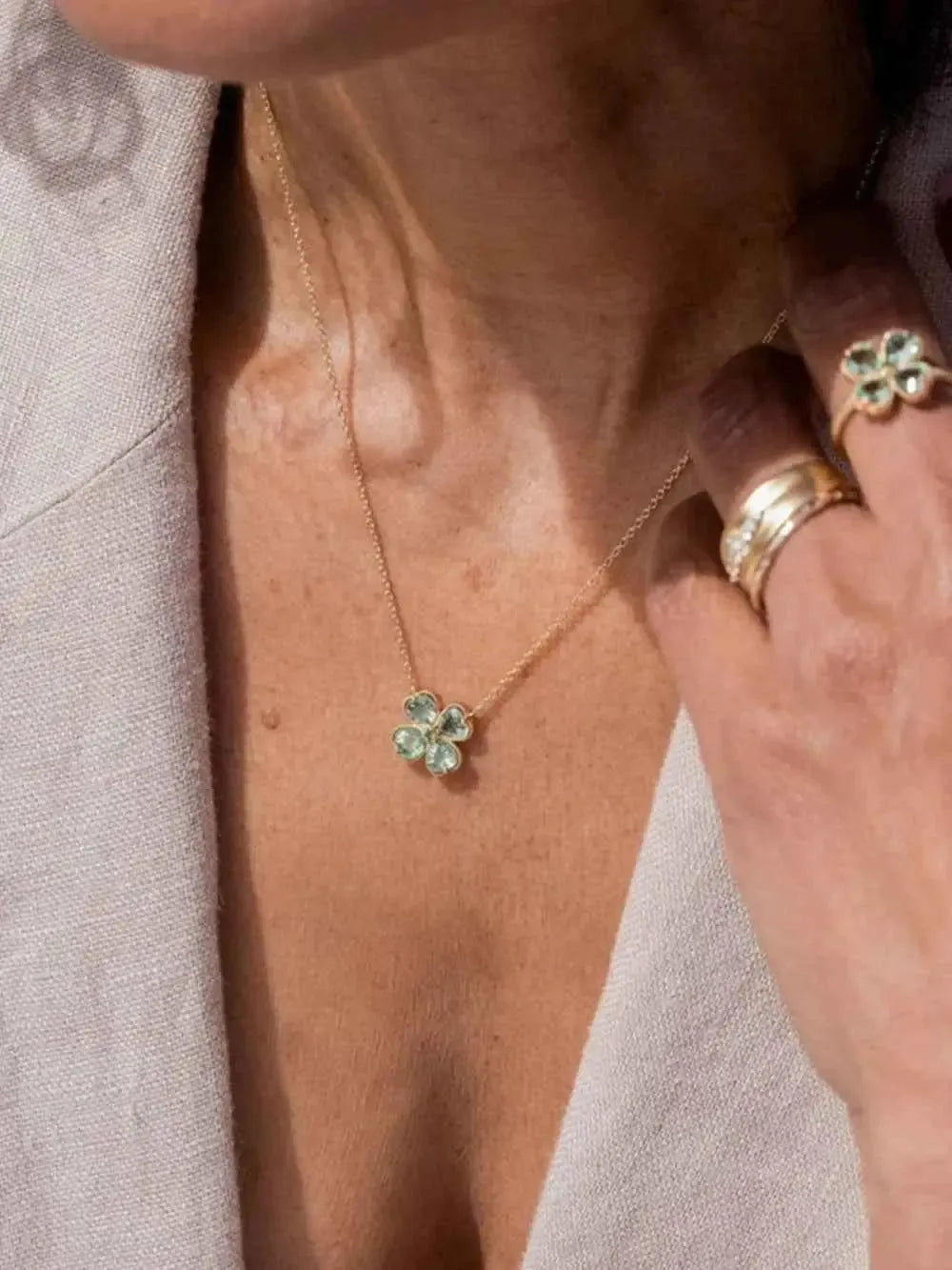 Lucky Clover Zircon Pendant Necklace