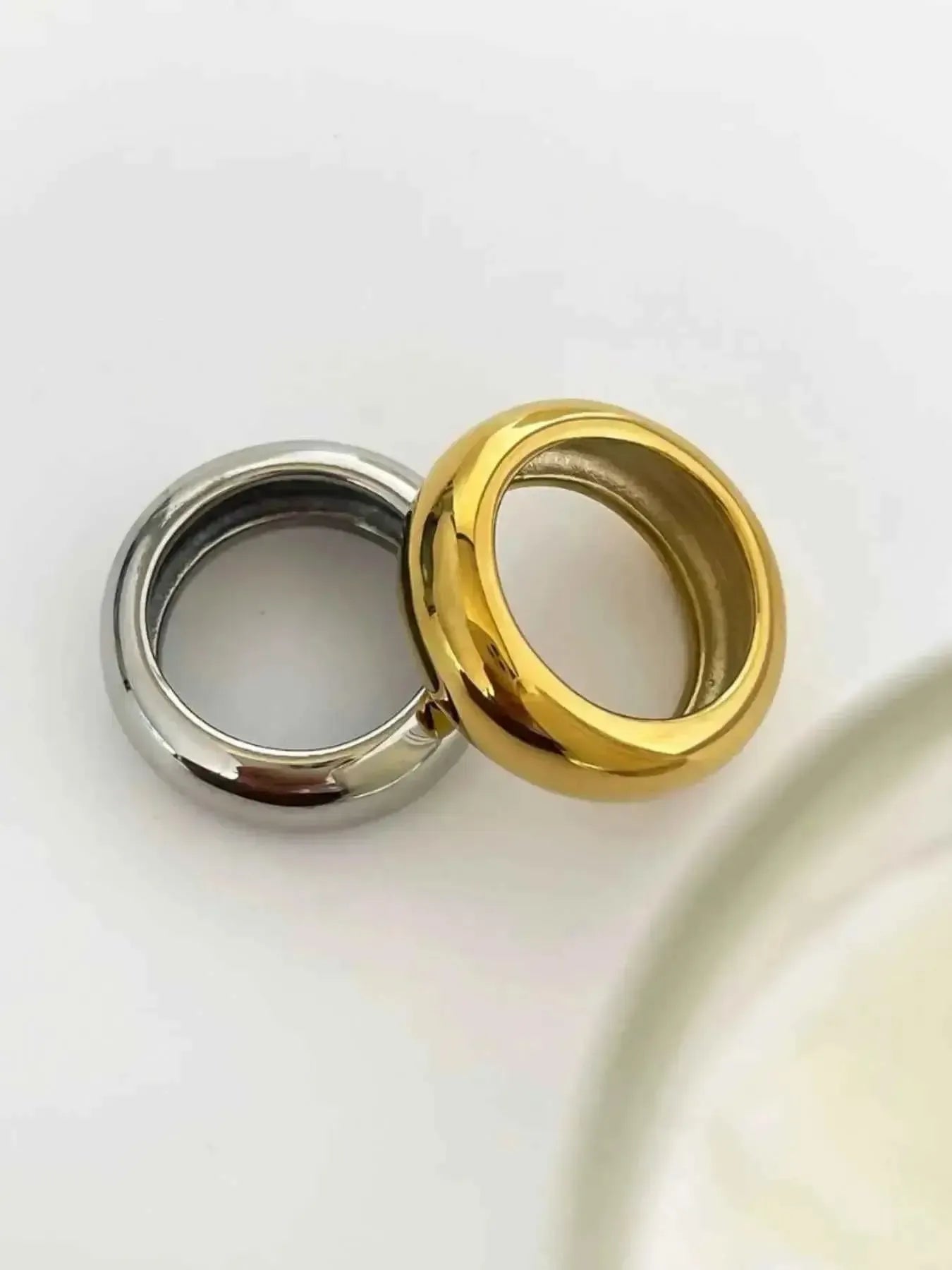 Double the Glow – 2 piece Bold 18K Gold Dome Ring Duo