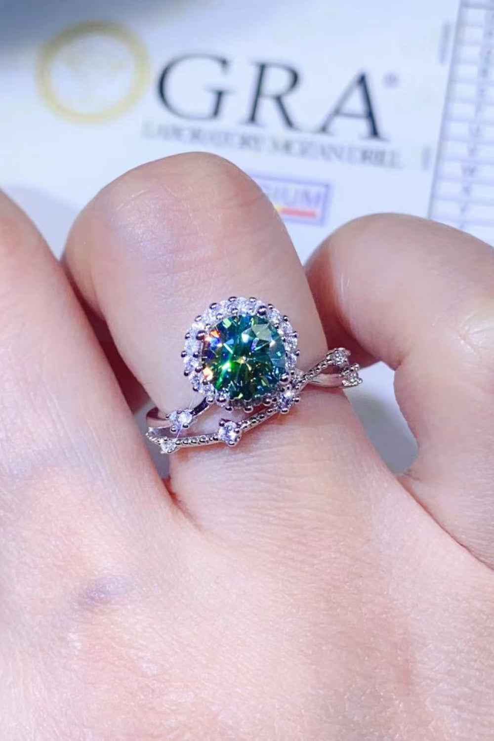Platinum-Plated Elegant Moissanite Ring
