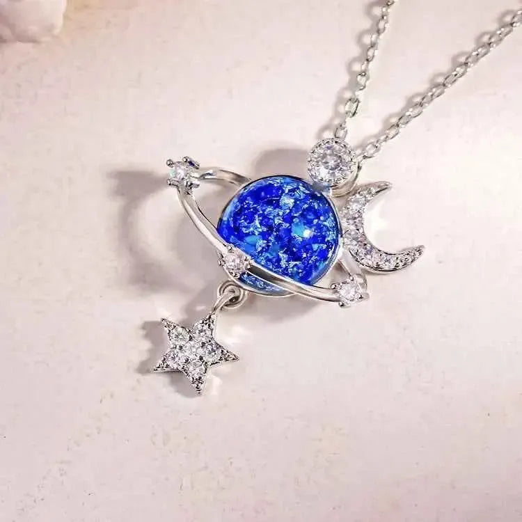 Dreamy Moon & Star Zircon Pendant