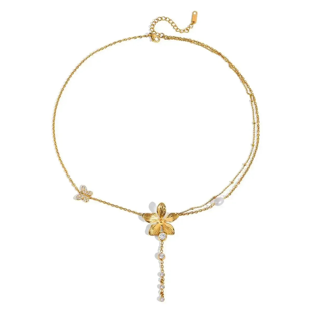 Golden Bloom - 3-Piece Layered Flower Necklace Set