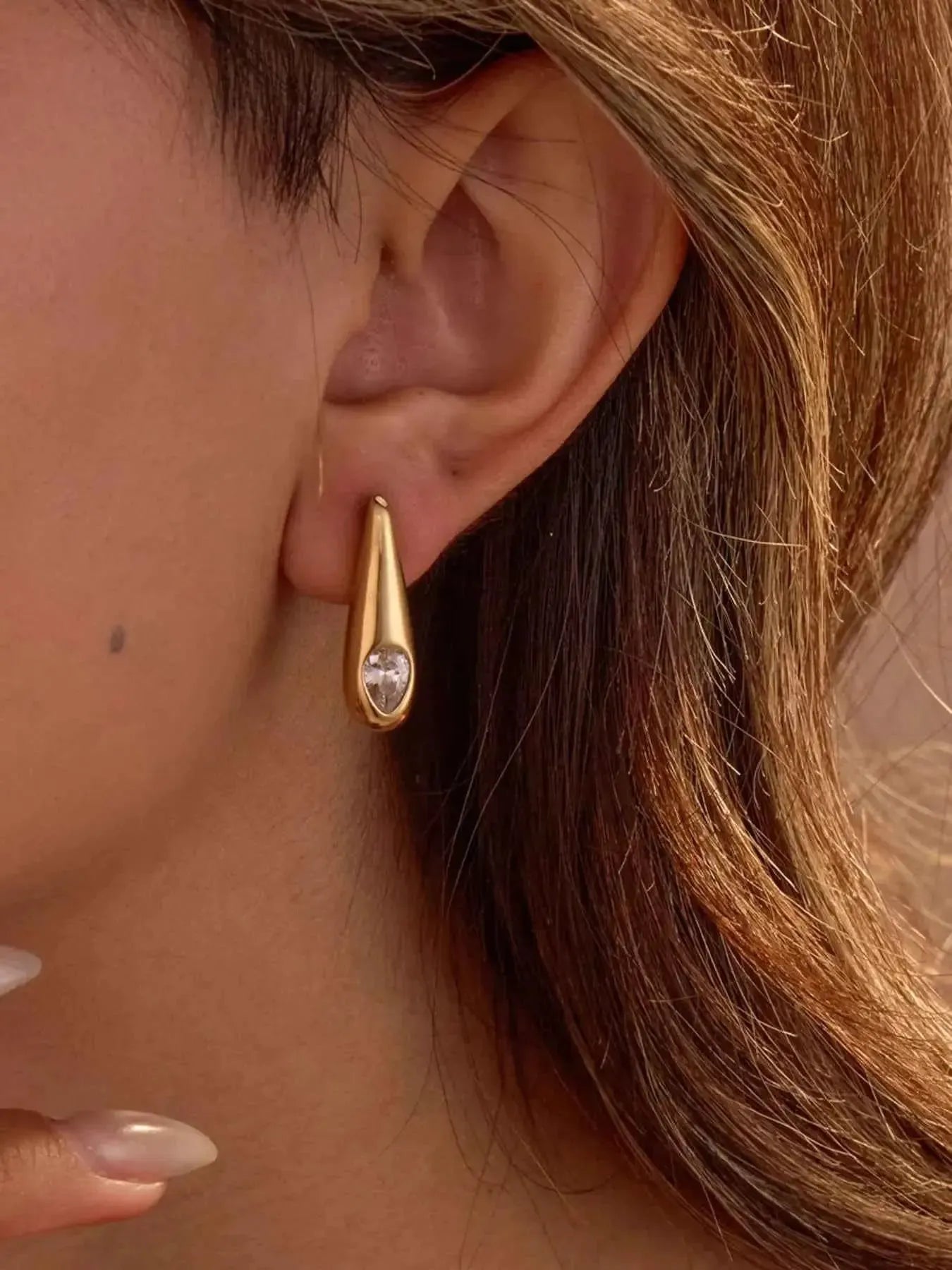 Elegant 18K Zircon Dangle Earrings