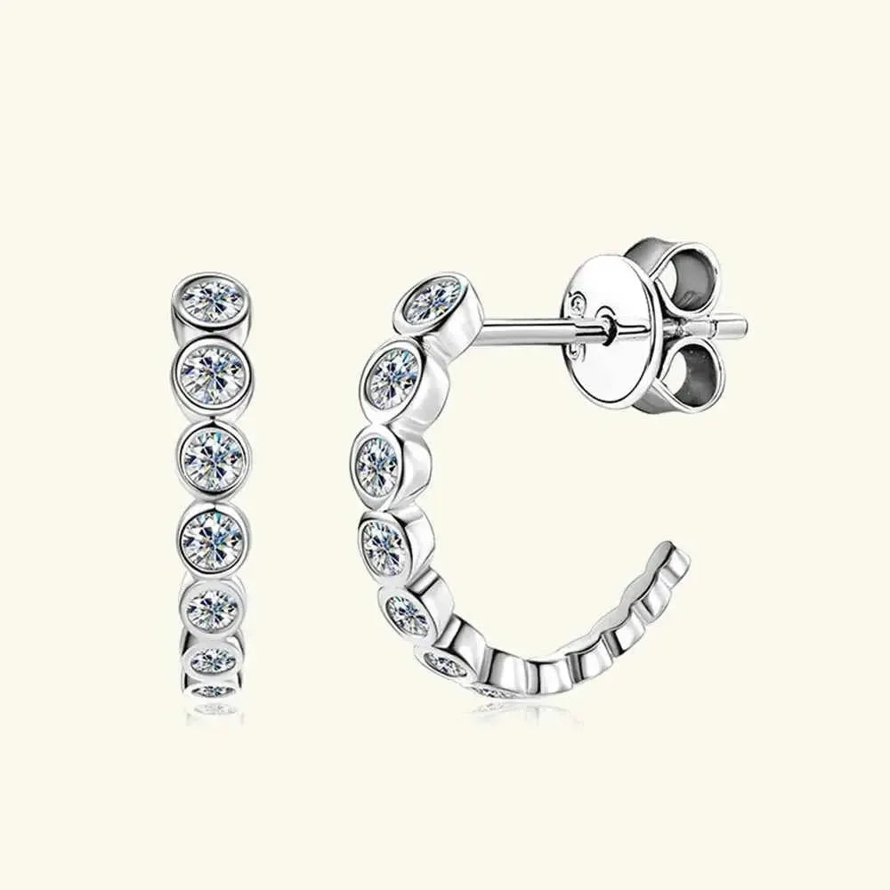 Luxe Sterling Silver C-Hoop Studs