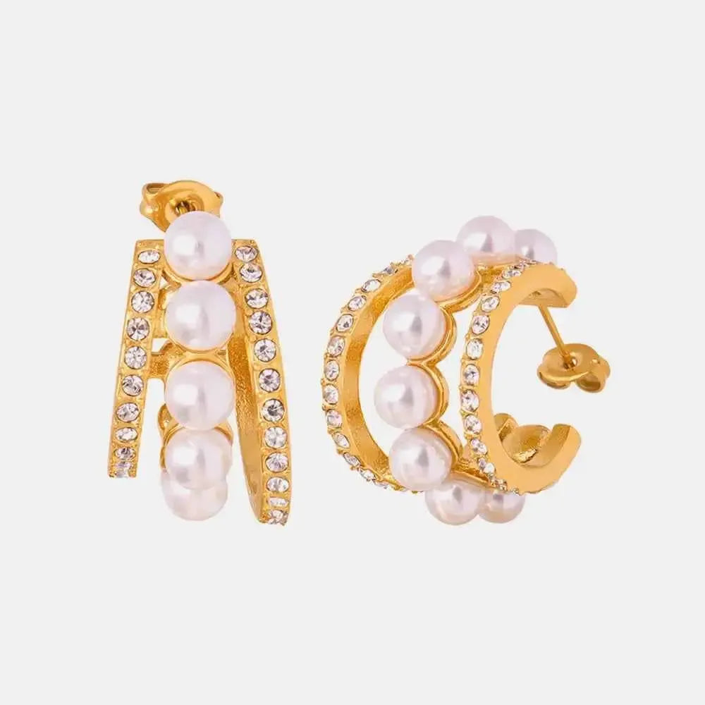 Edgy Meets Classic: Pearl C-Hoop Earrings
