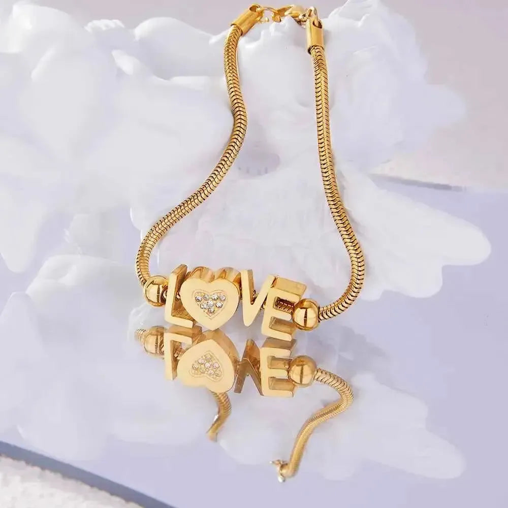LOVE - Elegant Initial Bracelet with Sparkle