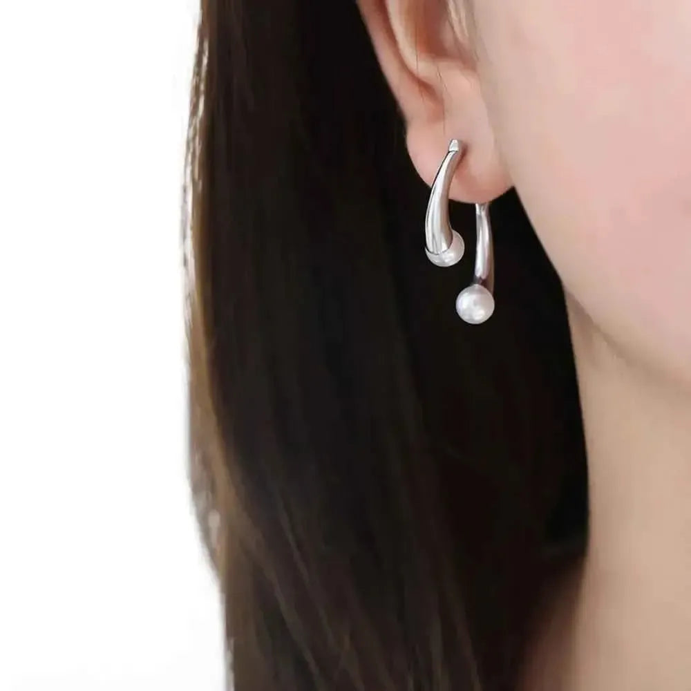 Unique Design Pearl Accent Earrings