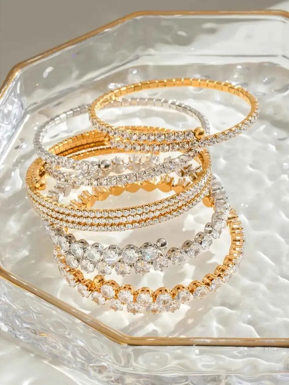 Dainty Zircon Accent Gold Bracelet