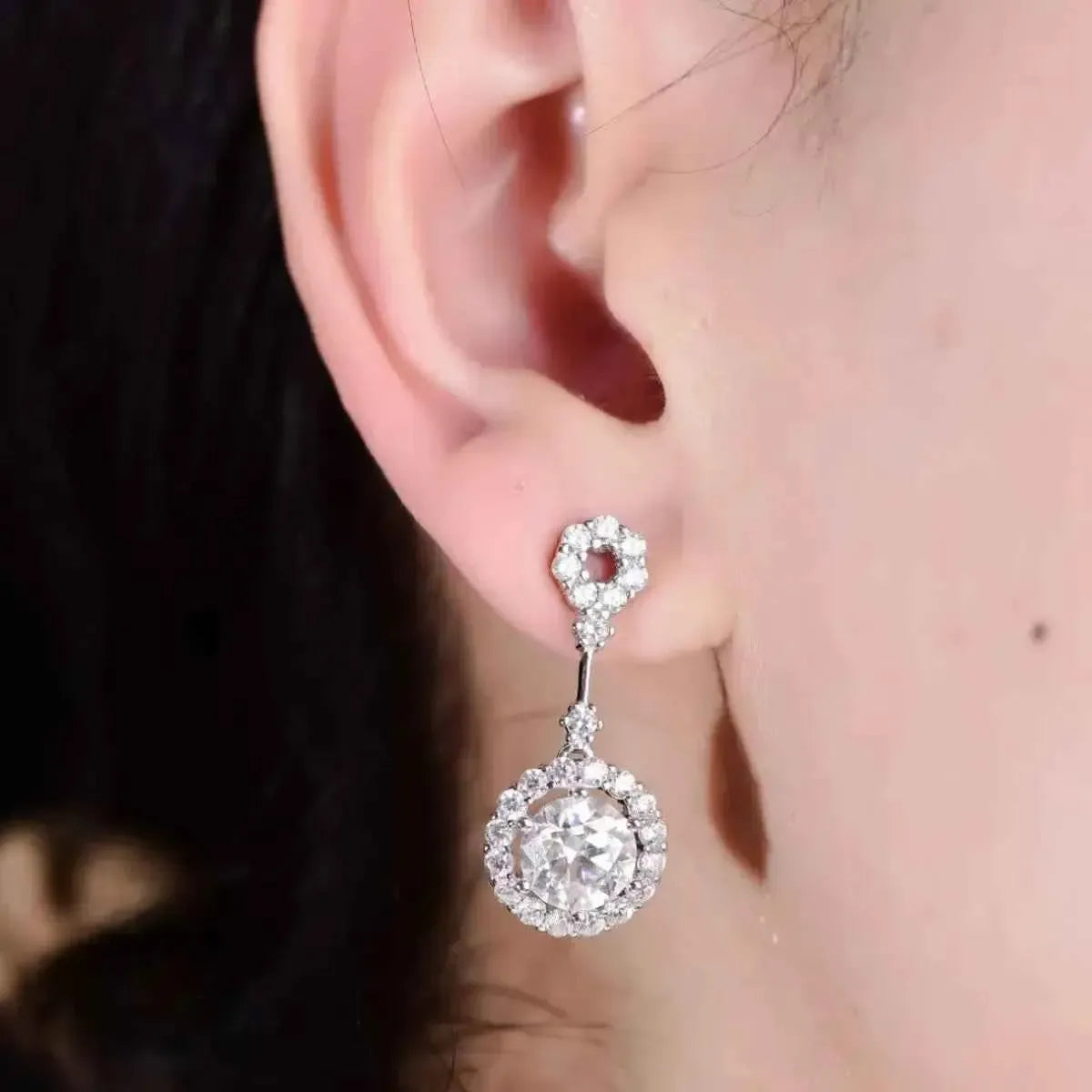 4 Carat Crystal Halo Earrings