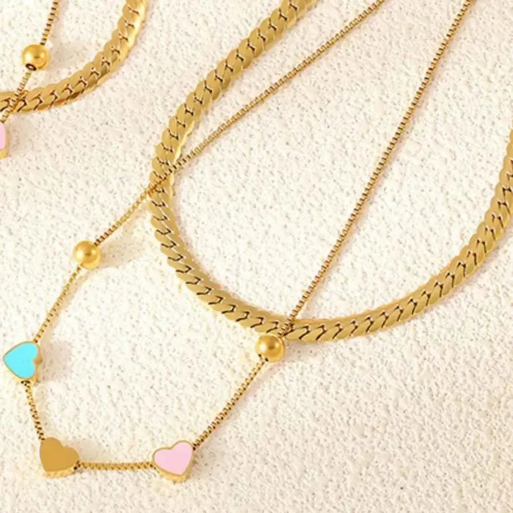 Gold Heart Double Layer Necklace