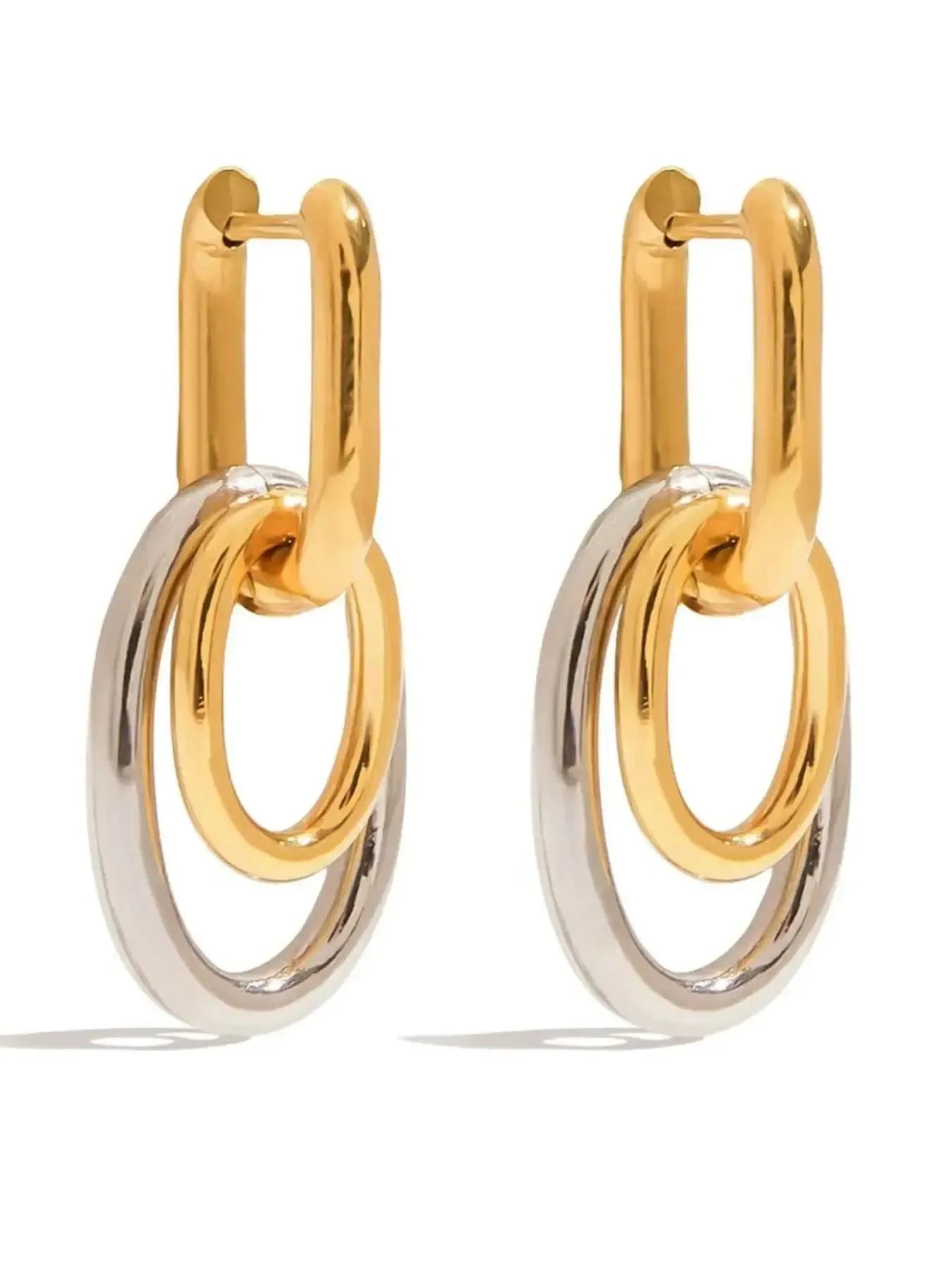 Modern Mixed-Metal Hoop Earrings