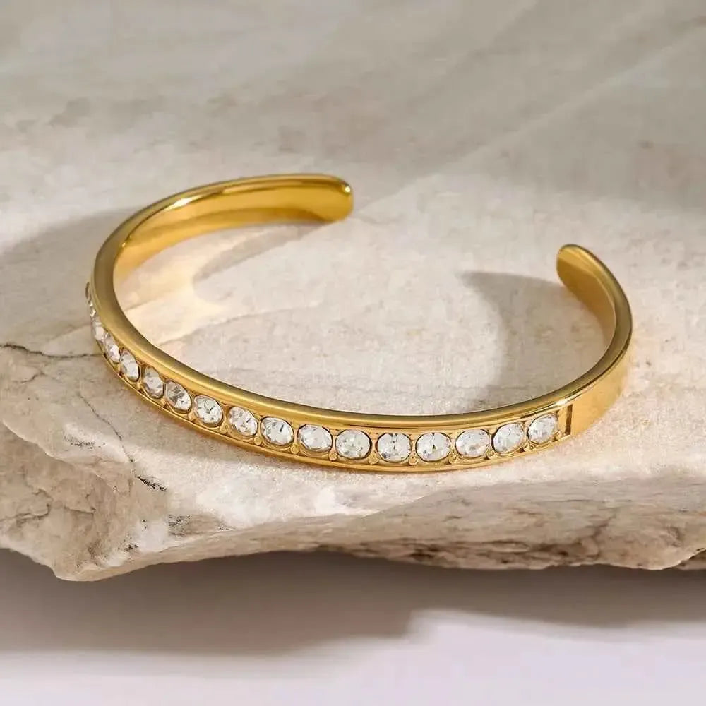 Lightweight Gold Zircon Chain Bracelet