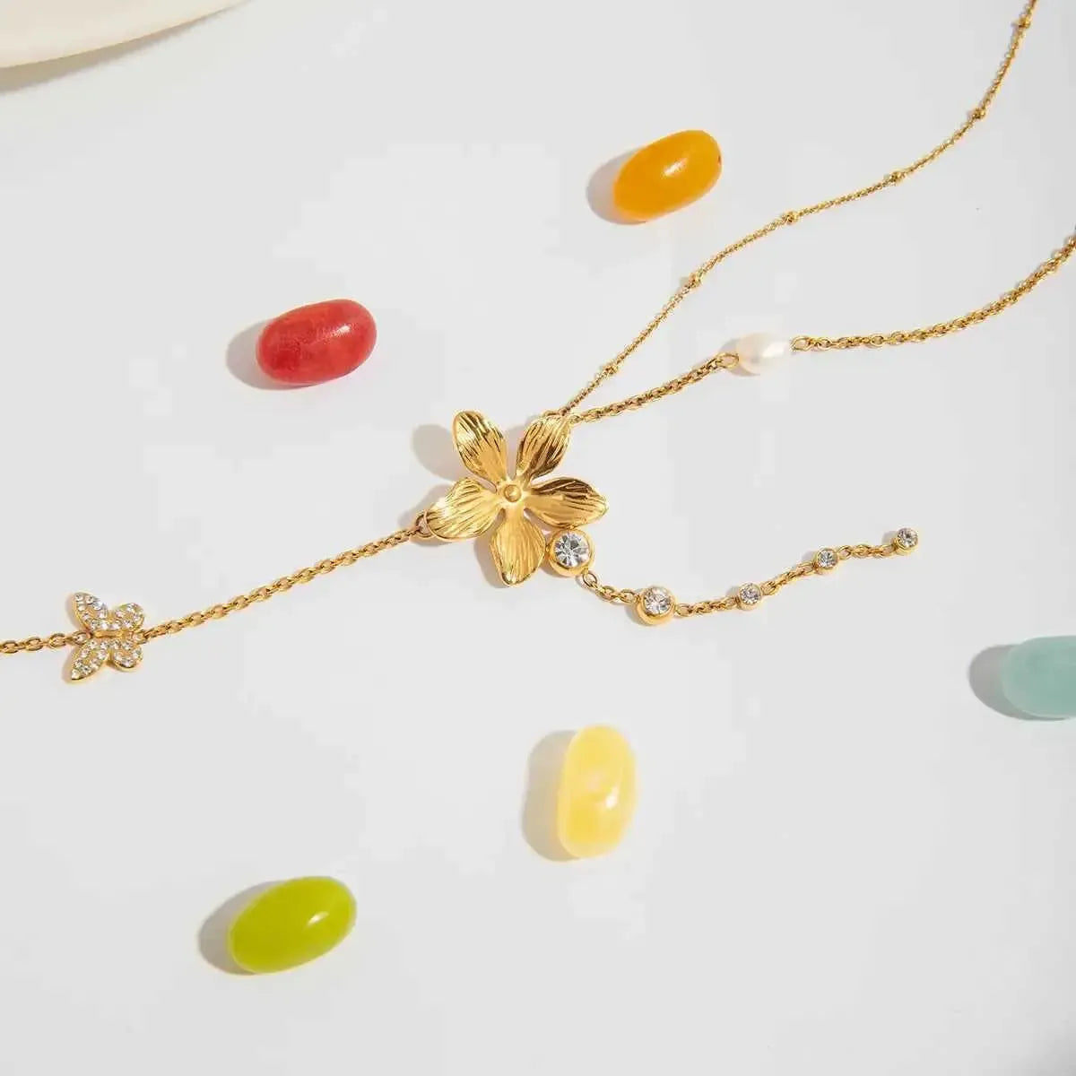 Golden Bloom - 3-Piece Layered Flower Necklace Set